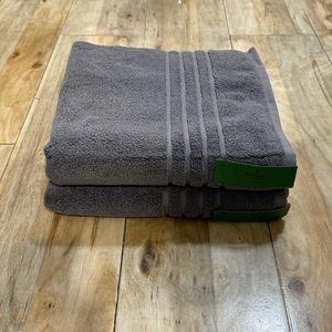 2 Kate Spade Charcoal Gray Grey Bath Towels Towel Set Striped Stripes